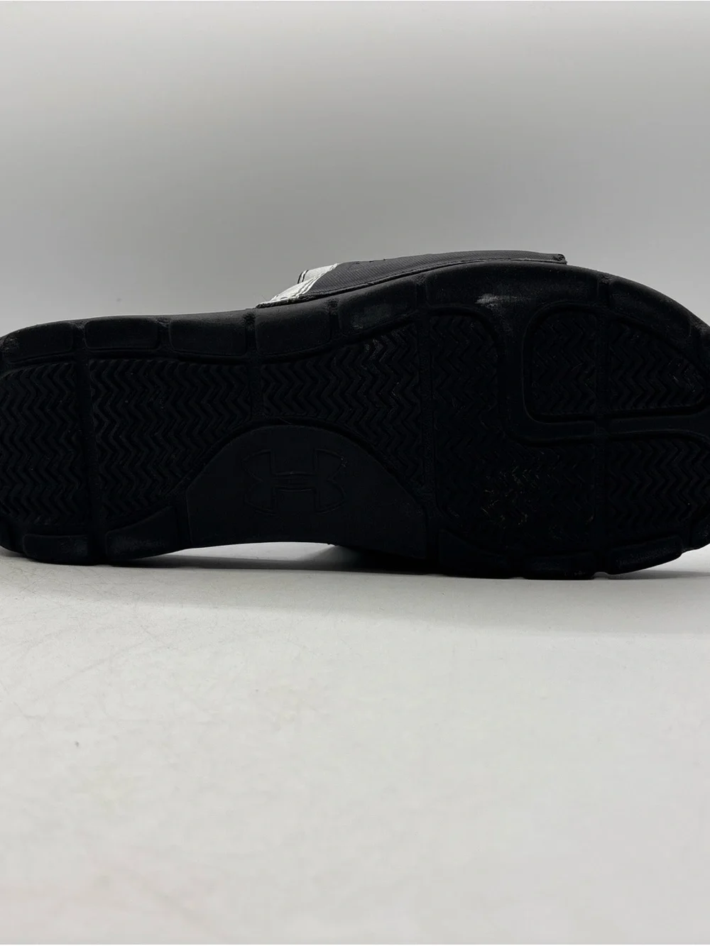 Under Armour UA Playmaker VI Slides Men’s Size 10 Black Silver Athletic Recovery